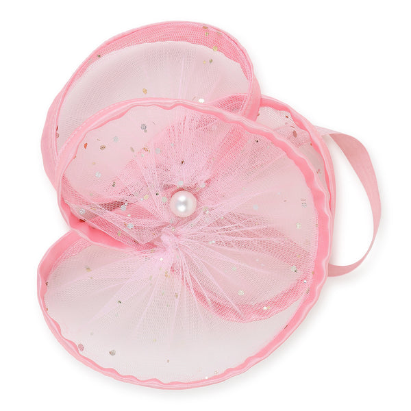 TIPY TIPY TAP Baby Girl Pink Net Flower Headband with Pearl Center | Elegant Party Wear Hair Accessory