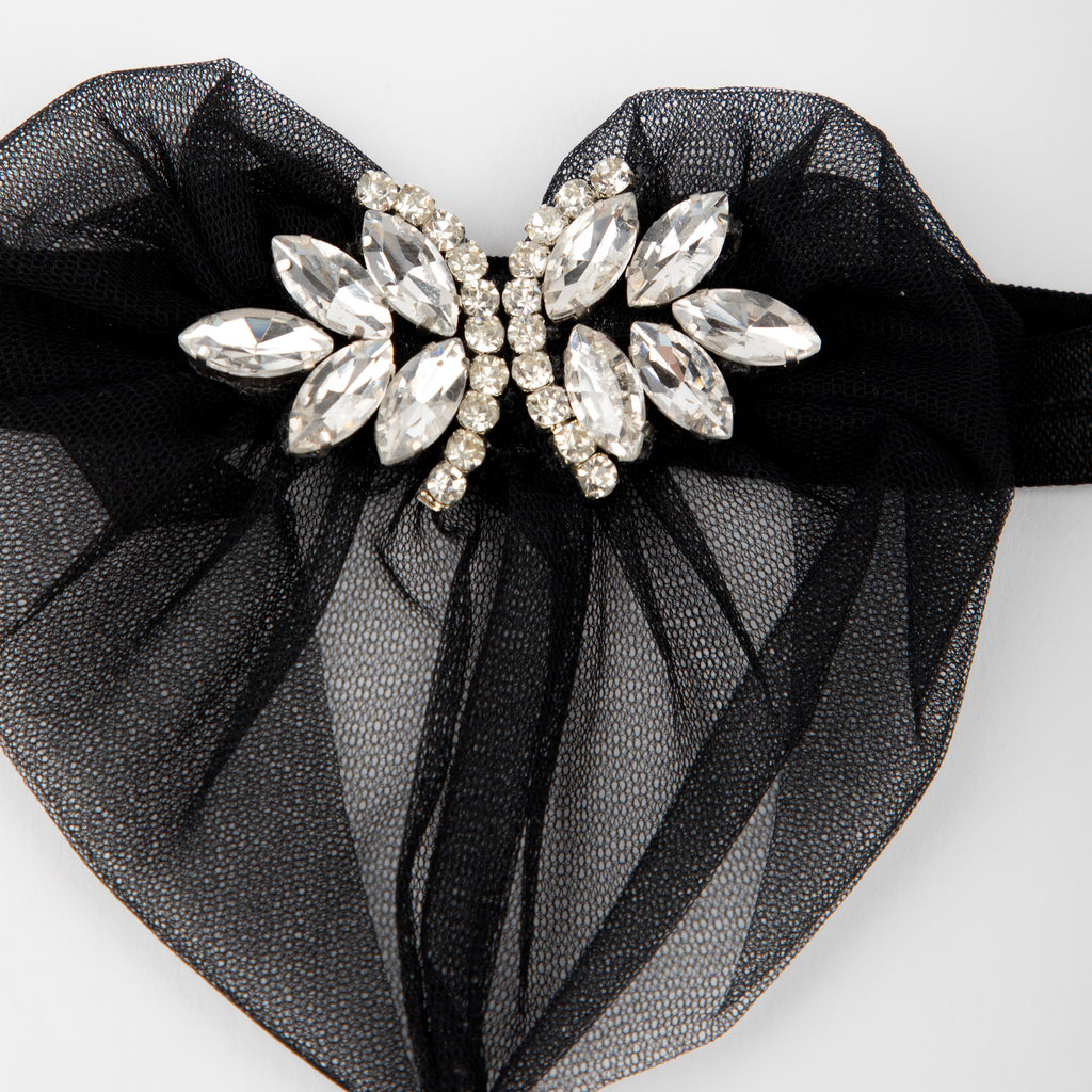 TIPY TIPY TAP STONE EMBELLISHED VEIL HEADBAND - BLACK