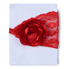 TIPY TIPY TAP Baby Girl Red Lace Floral Headwrap | Elegant Rose Soft Stretch Hair Accessory