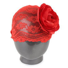 TIPY TIPY TAP Baby Girl Red Lace Floral Headwrap | Elegant Rose Soft Stretch Hair Accessory