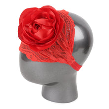 TIPY TIPY TAP Baby Girl Red Lace Floral Headwrap | Elegant Rose Soft Stretch Hair Accessory