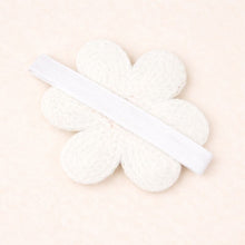 TIPY TIPY TAP Baby Girl White Knitted Flower Headband with Pearl Center | Soft Elastic Hair Band