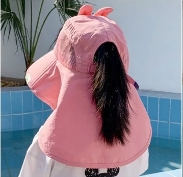 TIPY TIPY TAP UNISEX POLYSTER TAIL CARTOON SUN PROTECTION CAP WITH WHISTLE - PINK