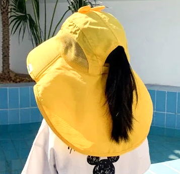 TIPY TIPY TAP UNISEX POLYSTER TAIL CARTOON SUN PROTECTION CAP WITH WHISTLE - YELLOW