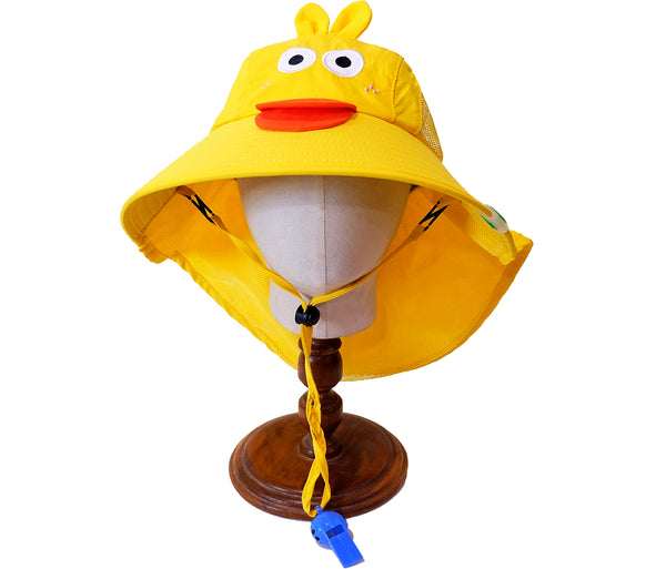 TIPY TIPY TAP UNISEX POLYSTER TAIL CARTOON SUN PROTECTION CAP WITH WHISTLE - YELLOW