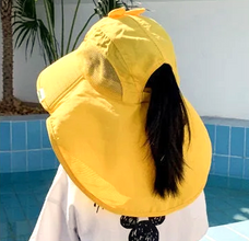 TIPY TIPY TAP UNISEX POLYSTER TAIL CARTOON SUN PROTECTION CAP WITH WHISTLE - YELLOW