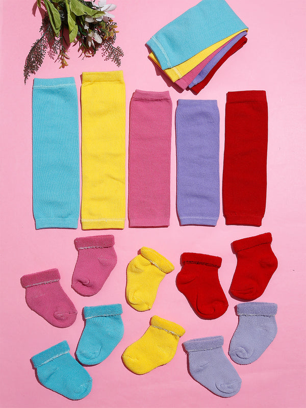 TIPY TIPY TAP SET OF 5 SOLID LEG WARMERS WITH SOCKS - MULTICOLOR