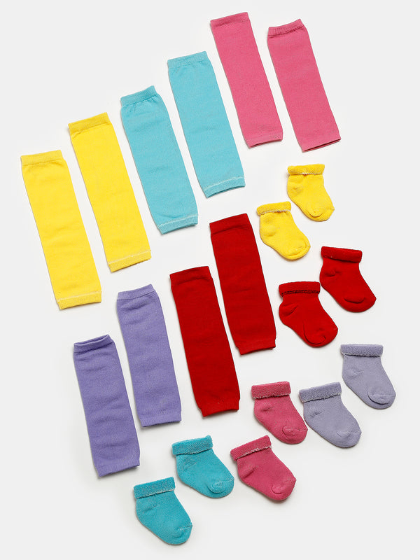 TIPY TIPY TAP SET OF 5 SOLID LEG WARMERS WITH SOCKS - MULTICOLOR