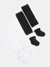 TIPY TIPY TAP SET OF 2 SOLID LEG WARMERS WITH SOCKS - BLACK & WHITE