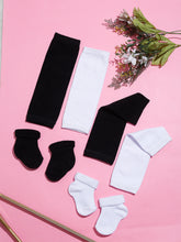 TIPY TIPY TAP SET OF 2 SOLID LEG WARMERS WITH SOCKS - BLACK & WHITE