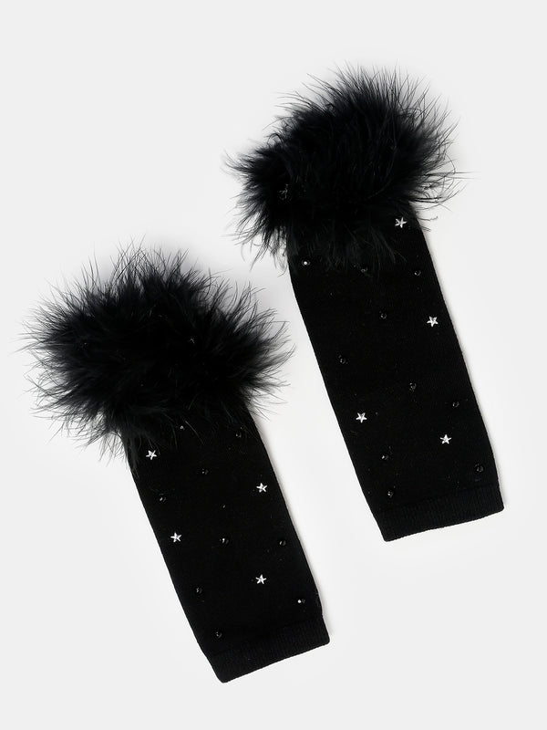 TIPY TIPY TAP FUR LEG WARMER WITH SOCKS & HEADBAND - BLACK