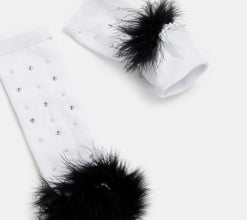 TIPY TIPY TAP FUR LEG WARMER WITH SOCKS & HEADBAND - WHITE