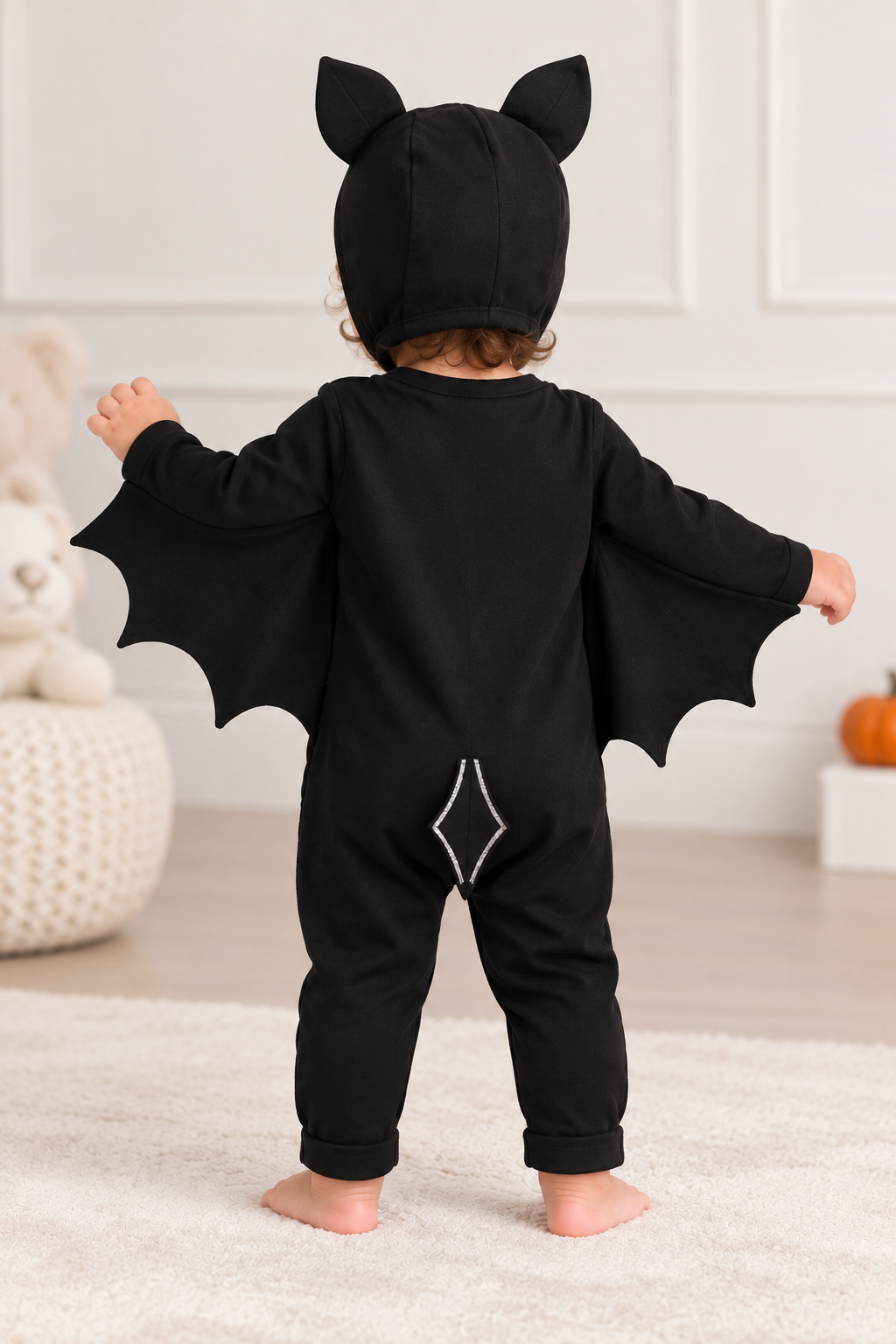 TIPY TIPY TAP BAT ROMPER COSTUME WITH CAP - BLACK