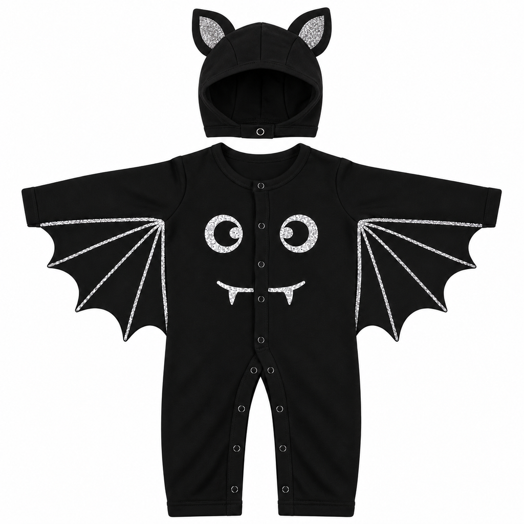 TIPY TIPY TAP BAT ROMPER COSTUME WITH CAP - BLACK