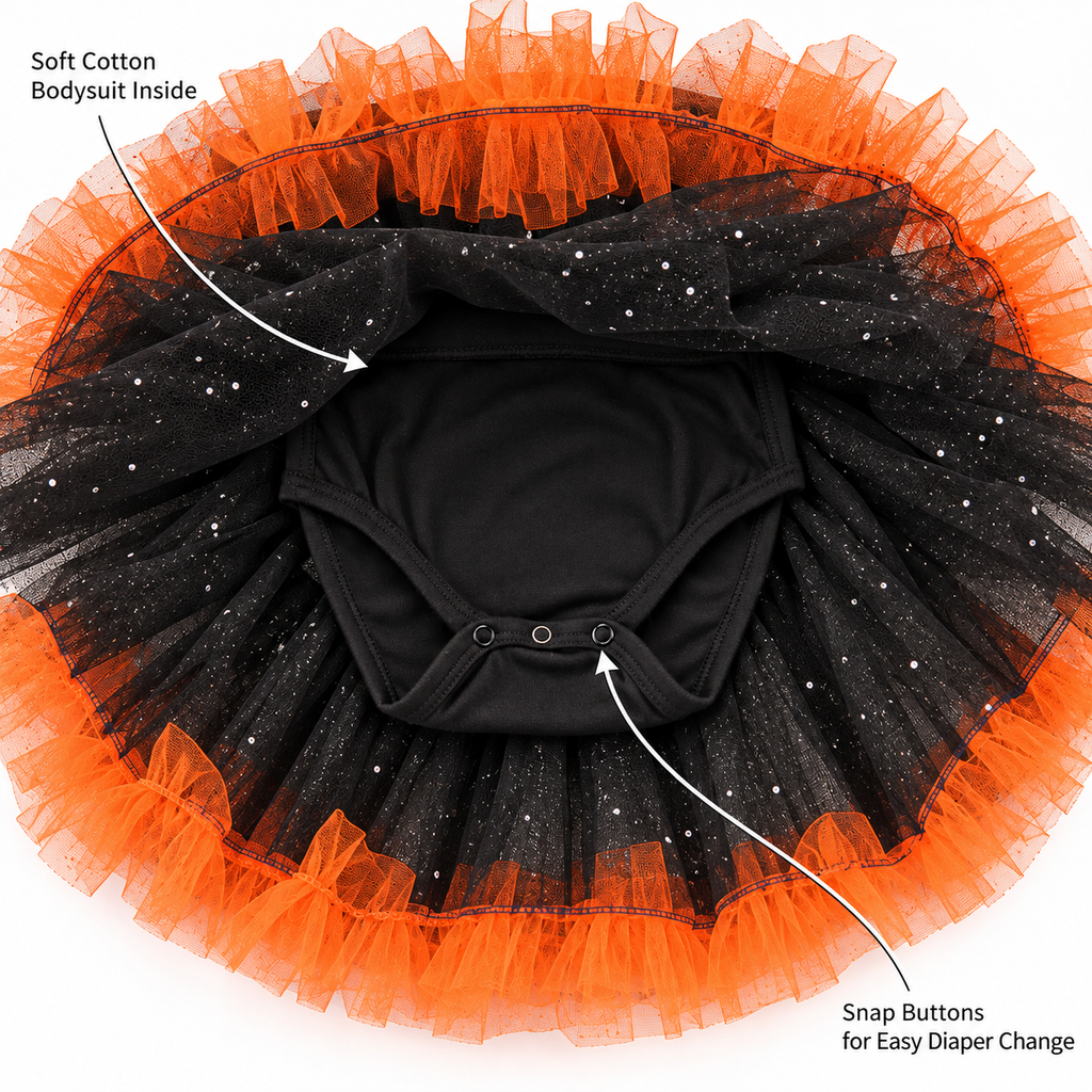 Halloween Pumpkin Baby Girl Dress with Headband