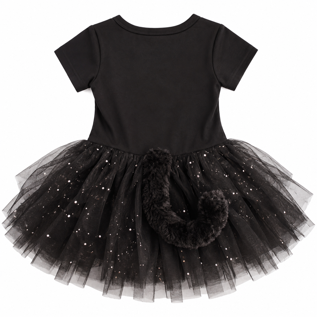 TIPY TIPY TAP CAT BODYSUIT DRESS WITH HAIRBAND AND BOW CHOKER - BLACK