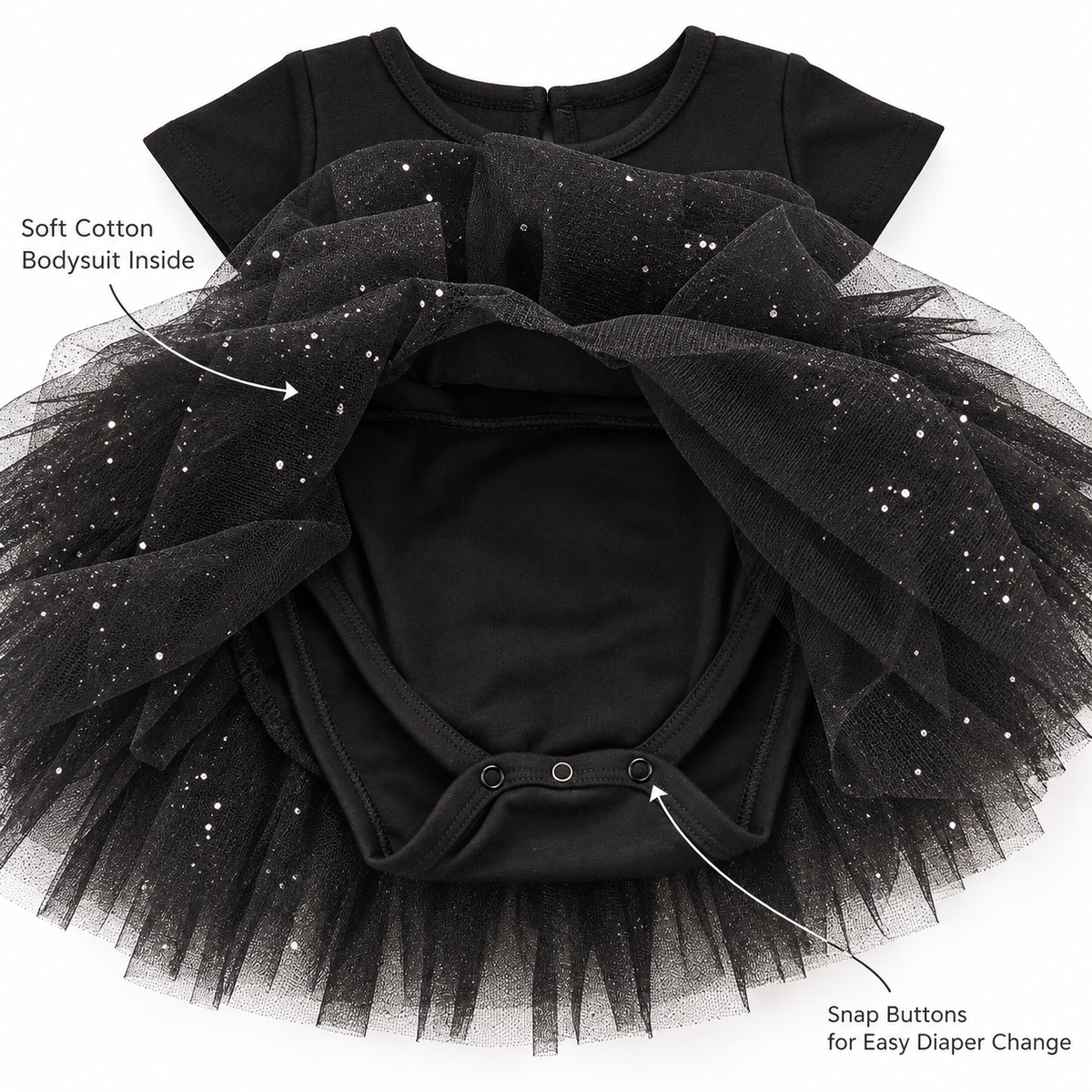 TIPY TIPY TAP CAT BODYSUIT DRESS WITH HAIRBAND AND BOW CHOKER - BLACK