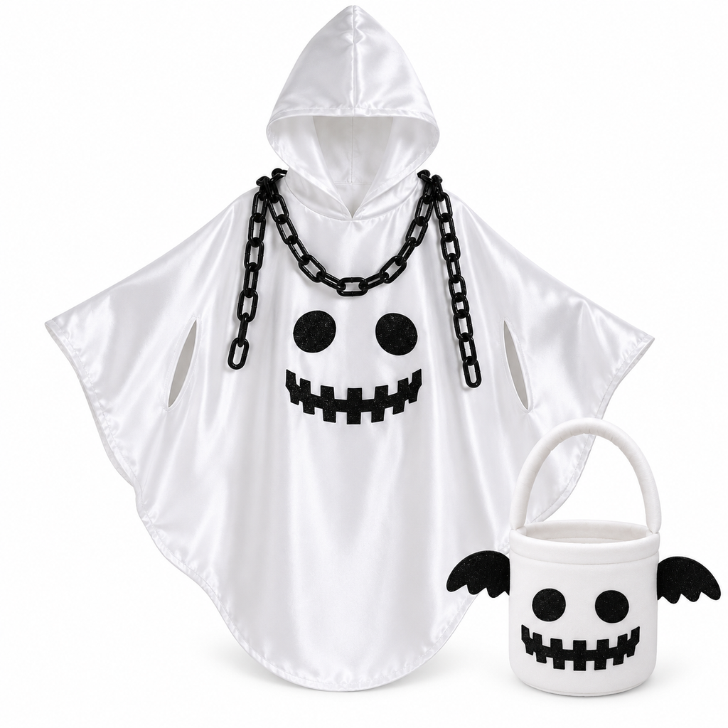 TIPY TIPY TAP GHOST PONCHOO WITH BODYCHAINS AND BAG - WHITE
