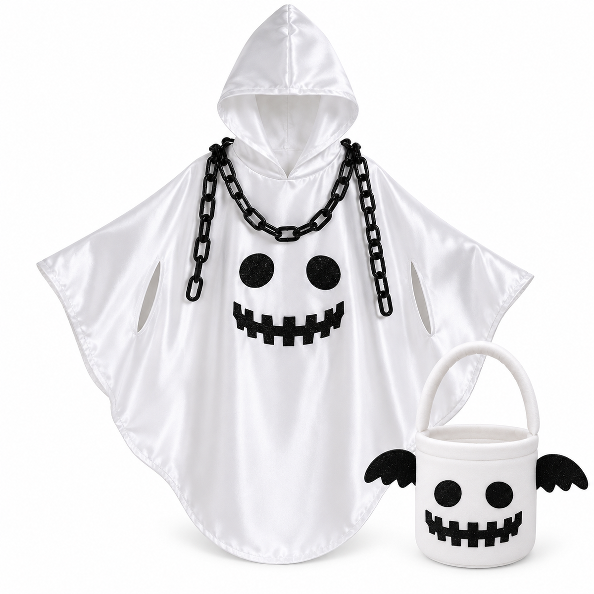 TIPY TIPY TAP GHOST PONCHOO WITH BODYCHAINS AND BAG - WHITE