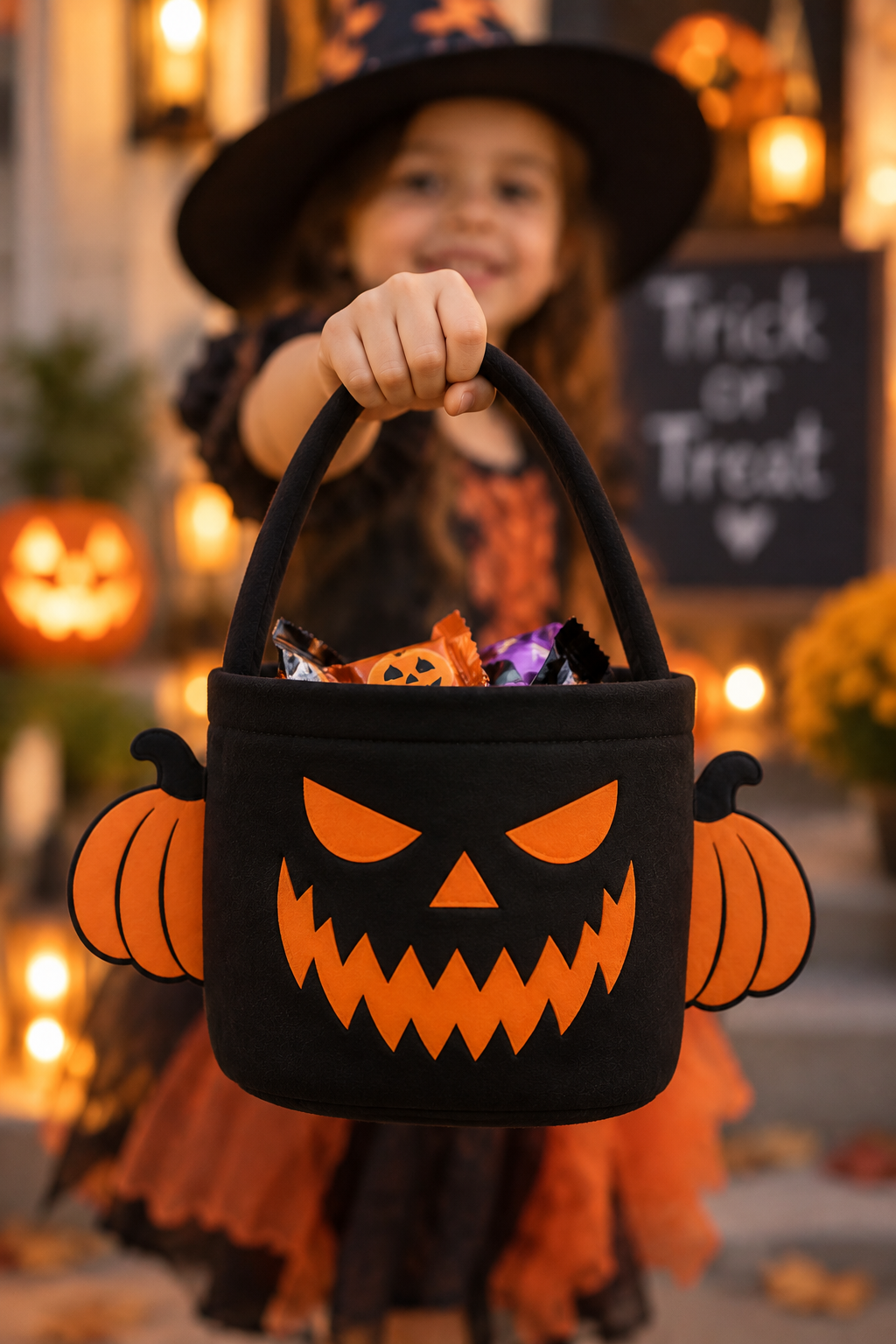TIPY TIPY TAP HALLOWEEN THEME PUMPKIN BAG - BLACK