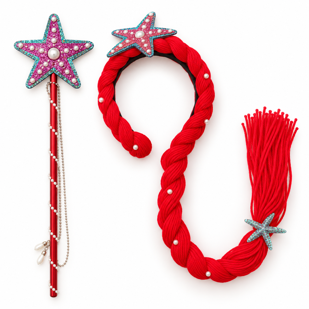 TIPY TIPY TAP MERMAID BRADE HAIRBAND & WAND - RED