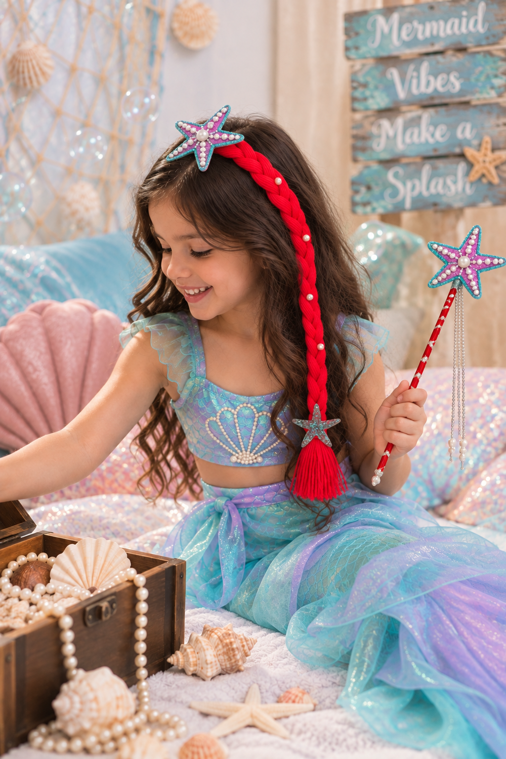 TIPY TIPY TAP MERMAID BRADE HAIRBAND & WAND - RED