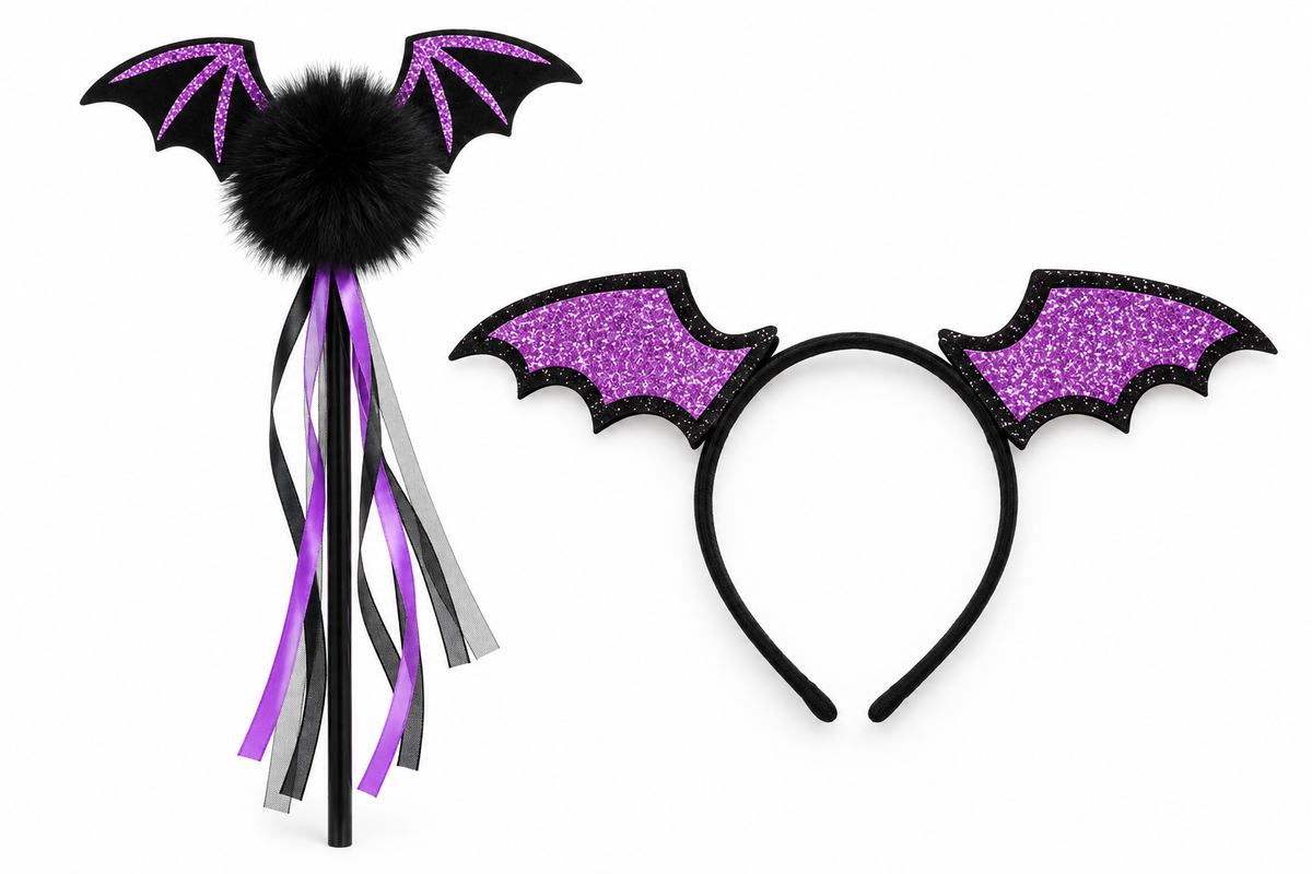 TIPY TIPY TAP BAT THEME HAIRBAND & WAND - BLACK PURPLE