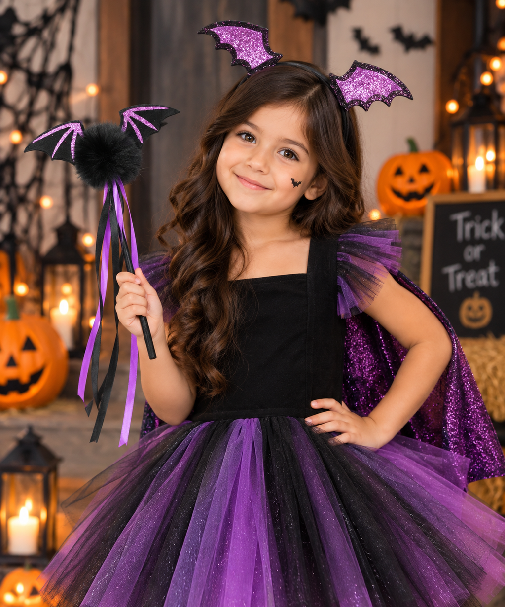 TIPY TIPY TAP BAT THEME HAIRBAND & WAND - BLACK PURPLE