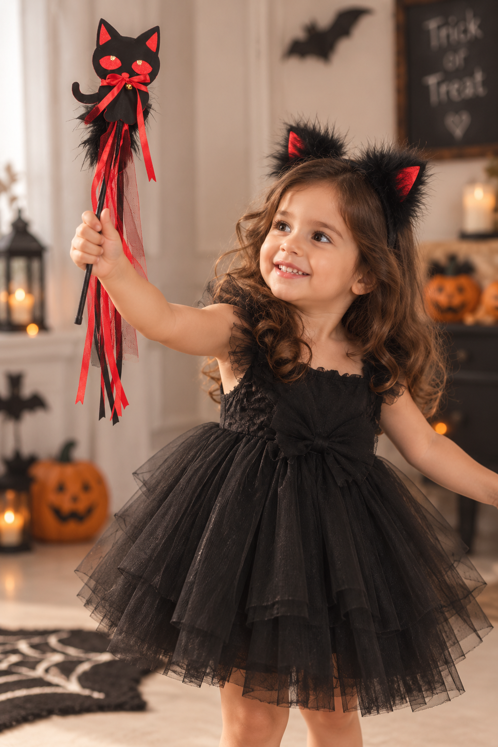 TIPY TIPY TAP CAT THEME HAIRBAND & WAND - RED/BLACK