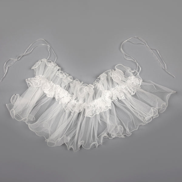 TIPY TIPY TAP RUFFLE FRILLY NECK - WHITE