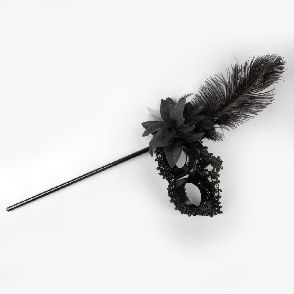 TIPY TIPY TAP MASQUERADE MASK WITH STICK - BLACK