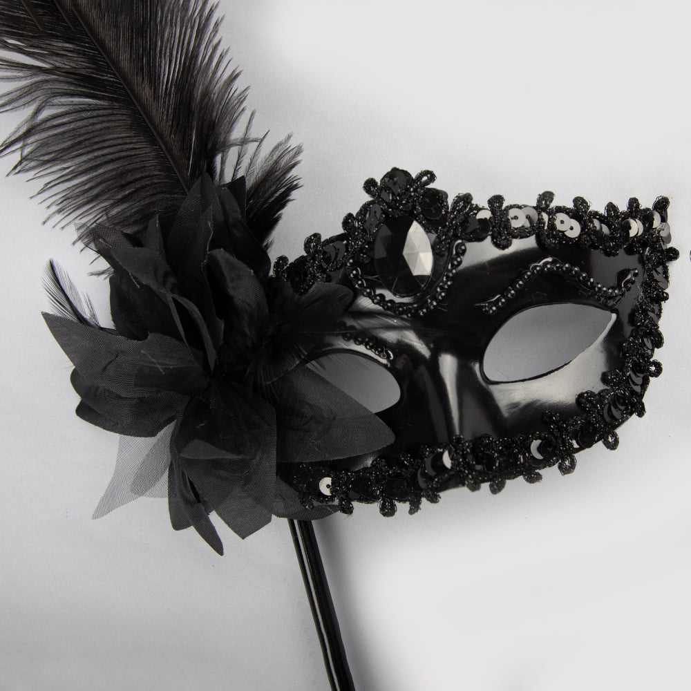 TIPY TIPY TAP MASQUERADE MASK WITH STICK - BLACK