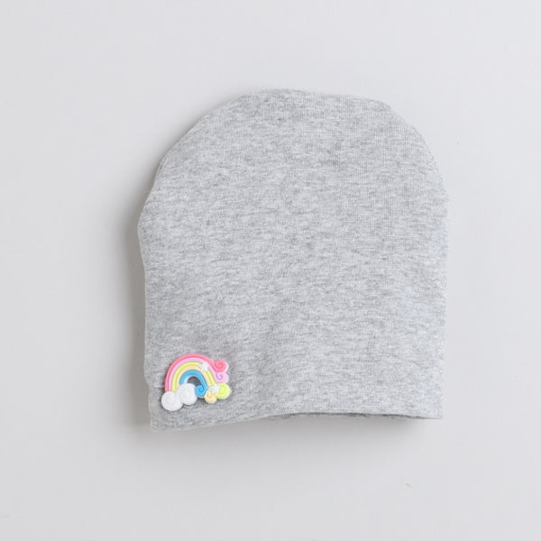 TIPY TIPY TAP UNISEX RAINBOW EMBELLISHED CAP WITH MITTENS - LIGHT GREY