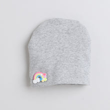 TIPY TIPY TAP UNISEX RAINBOW EMBELLISHED CAP WITH MITTENS - LIGHT GREY