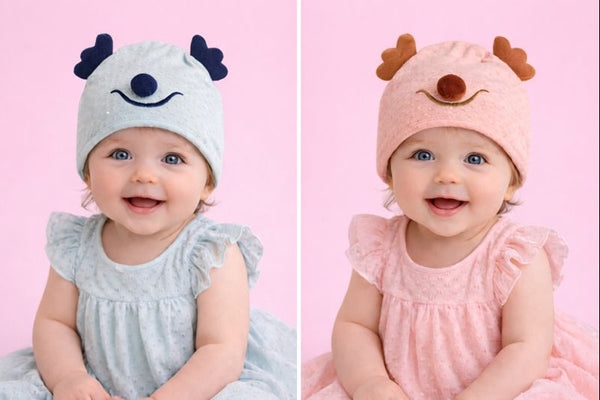 TIPY TIPY TAP SET OF 2 UNISEX REINDEER CAP - PINK/BLUE