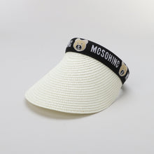 TIPY TIPY TAP FEMALE STRAW TEDDY PRINT SUNSHIED CAP - IVORY