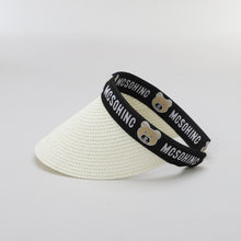TIPY TIPY TAP FEMALE STRAW TEDDY PRINT SUNSHIED CAP - IVORY
