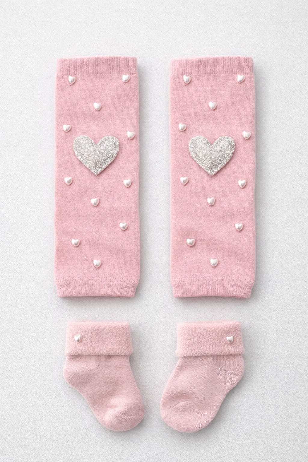 TIPY TIPY TAP BLUSH HEART PEARL BABY LEGWARMER & SOCKS SET