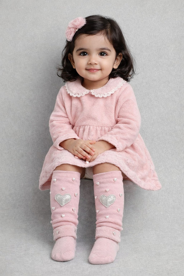 TIPY TIPY TAP BLUSH HEART PEARL BABY LEGWARMER & SOCKS SET