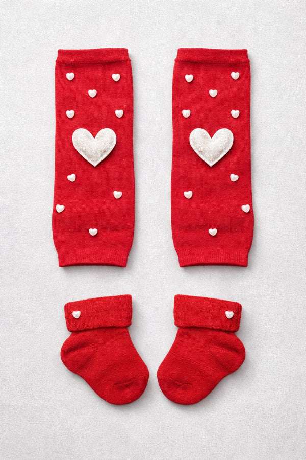 TIPY TIPY TAP SWEETHEART RED  BABY LEG WARMER WITH SOCKS.