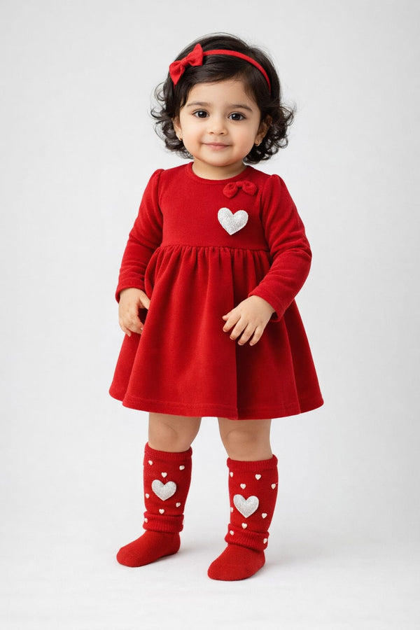 TIPY TIPY TAP SWEETHEART RED  BABY LEG WARMER WITH SOCKS.