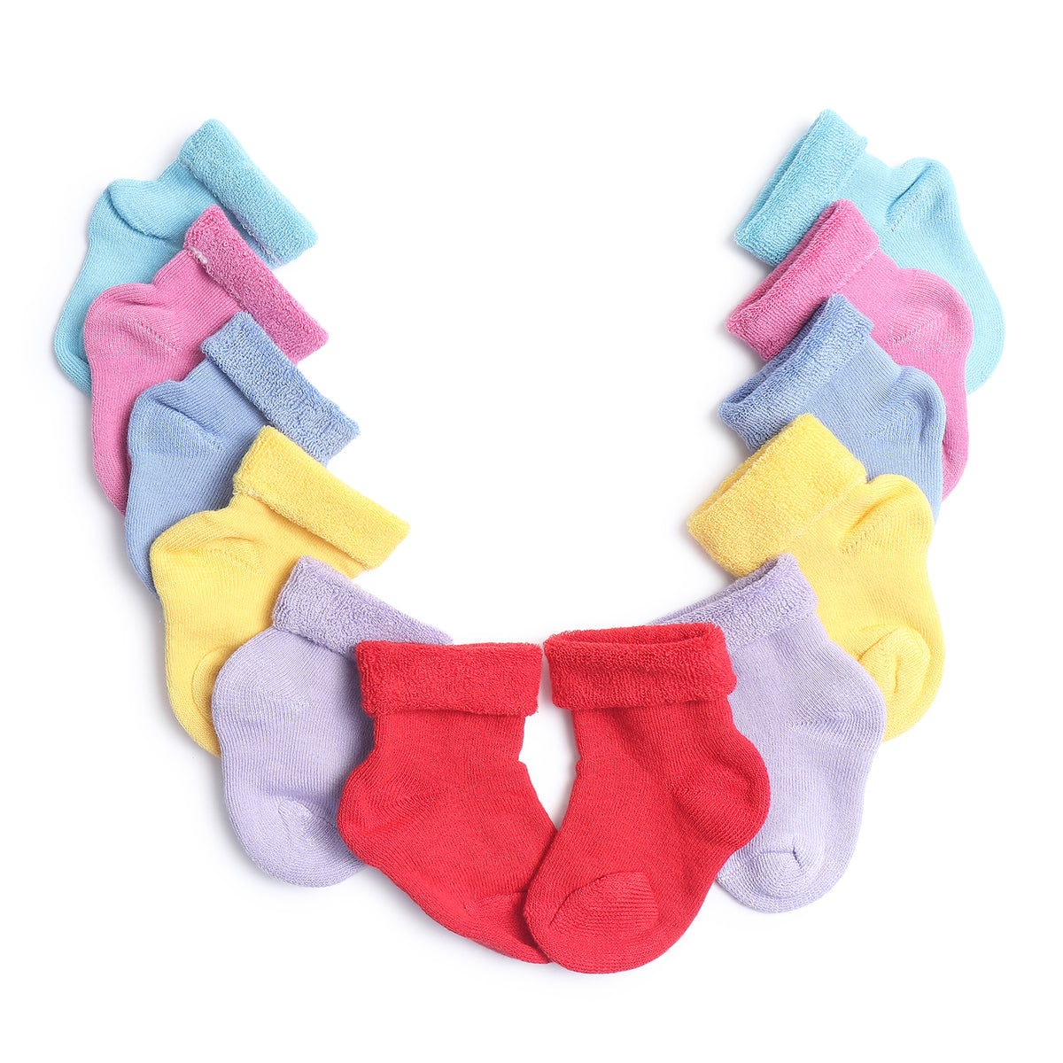 TIPY TIPY TAP SET OF 6 COTTON SOCKS - RED,YELLOW,PINK,LILAC,BLUE,TURQOISE