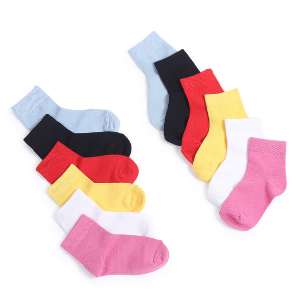 TIPY TIPY TAP SET OF 6 SOLID COLOR COTTON SOCKS - MULTICOLOR
