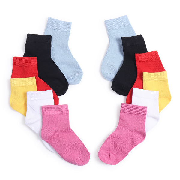 TIPY TIPY TAP SET OF 6 SOLID COLOR COTTON SOCKS - MULTICOLOR