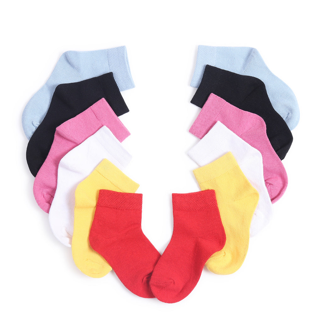 TIPY TIPY TAP SET OF 6 SOLID COLOR COTTON SOCKS - MULTICOLOR