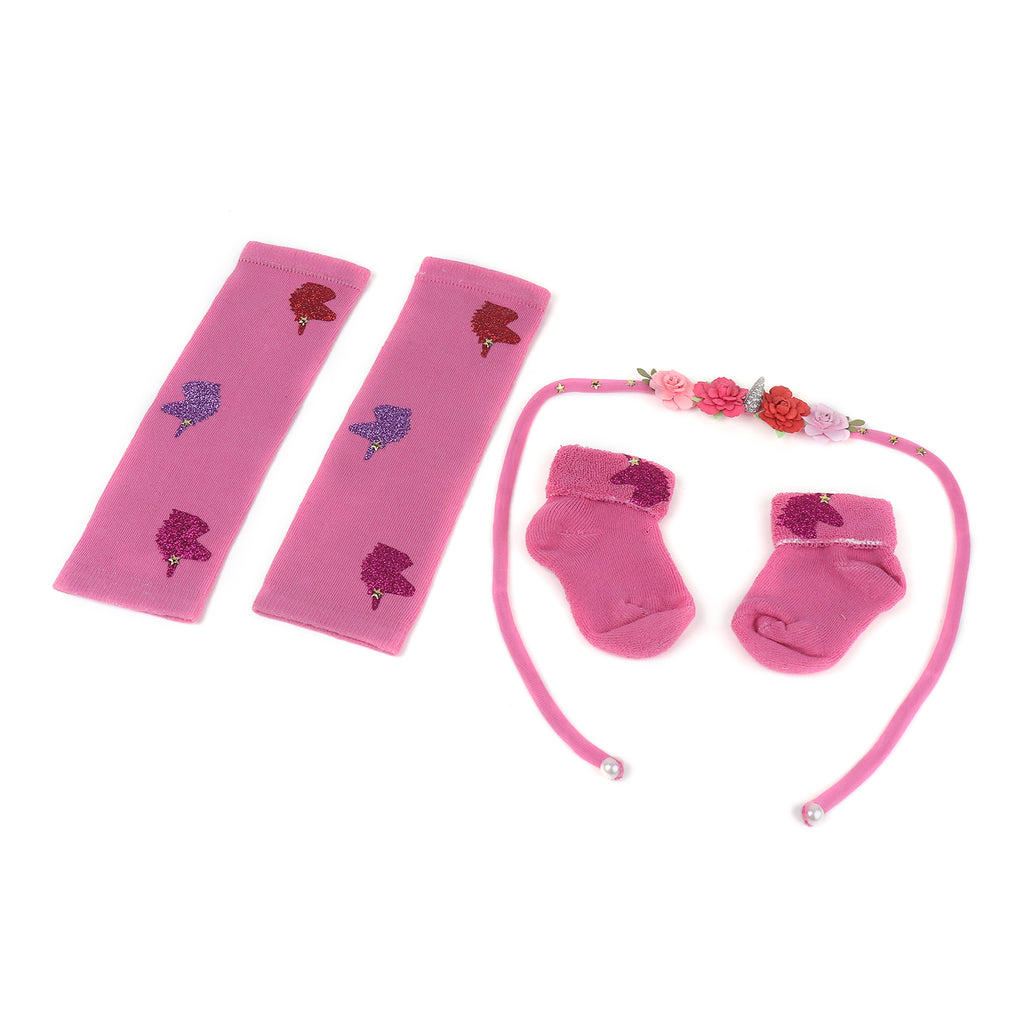 TIPY TIPY TAP UNICORN LEGWARMERS WITH SOCKS & HEADBAND - PINK
