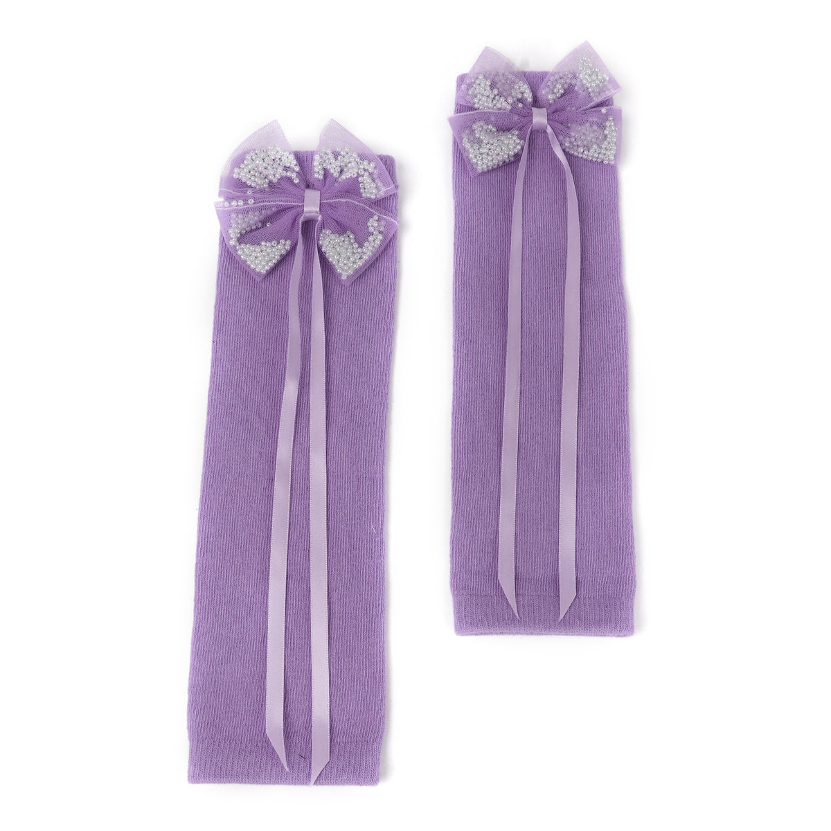 TIPY TIPY TAP PEARLY BOW LEGWARMERS WITH SOCKS & HEADBAND - LILAC