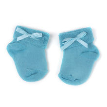 TIPY TIPY TAP SKY BLUE PEARL BOW BABY LEG WARMERS SET WITH SOCKS & HEADBAND.