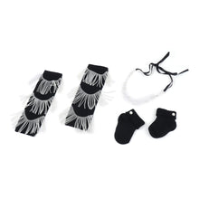 TIPY TIPY TAP PEARL FRINGE LEGWARMERS WITH SOCKS & HEADBAND - BLACK