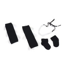 TIPY TIPY TAP PEARL FRINGE LEGWARMERS WITH SOCKS & HEADBAND - BLACK